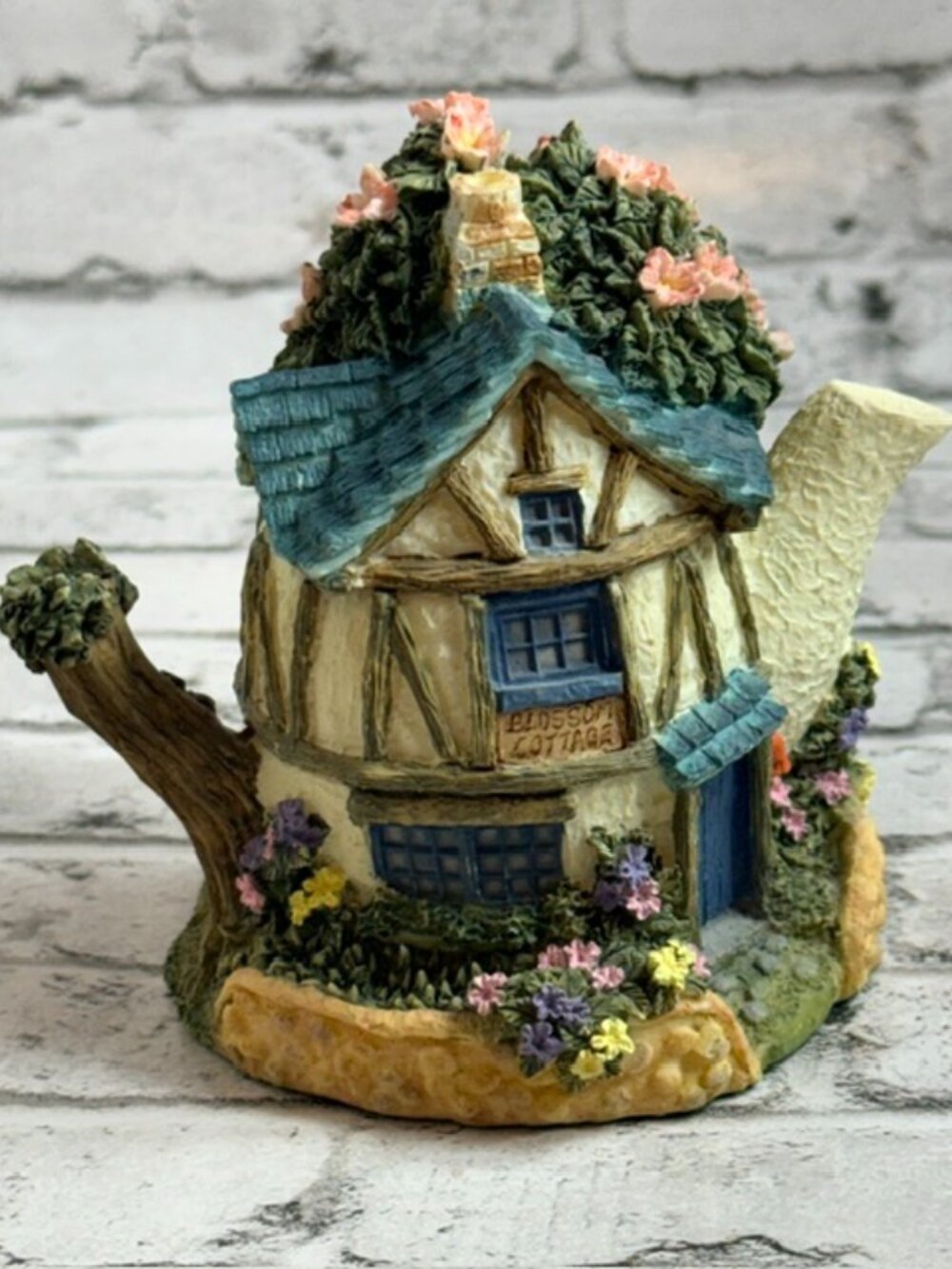 Vintage Lenox Teapot Cottage Tea Pot Garden Figurine Lid 1996 Home Gift Blossom